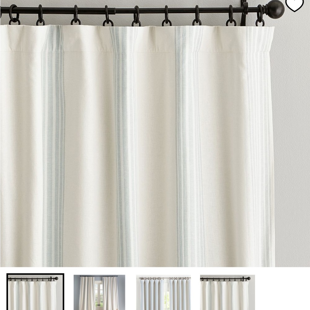 Pottery Barn Riviera White and Light Blue Striped Curtains (2 Panels)